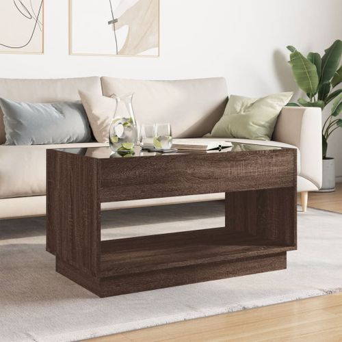 Table basse avec LED infini chêne marron 90x50x50 cm - Photo n°3; ?>