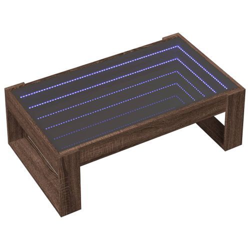 Table basse avec LED infini chêne marron 90x53x30 cm - Photo n°3; ?>