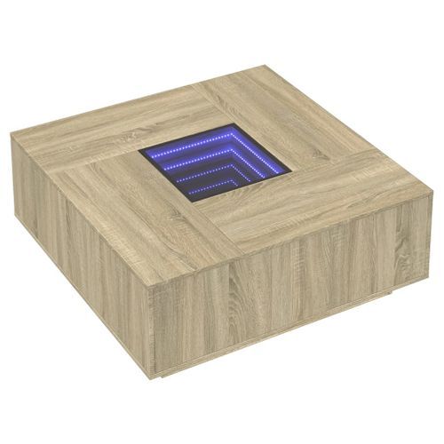 Table basse avec LED infini chêne sonoma 100x100x40 cm - Photo n°3; ?>