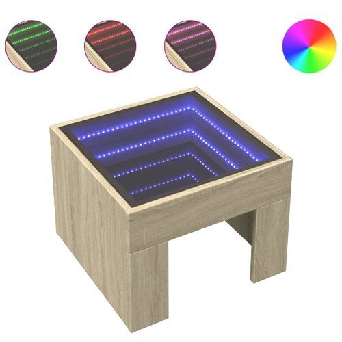 Table basse avec LED infini chêne sonoma 40x40x30 cm - Photo n°2; ?>