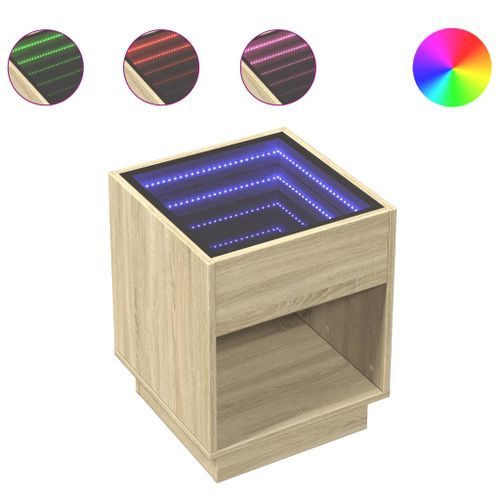 Table basse avec LED infini chêne sonoma 40x40x50 cm - Photo n°2; ?>