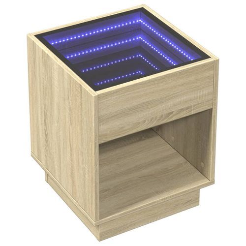 Table basse avec LED infini chêne sonoma 40x40x50 cm - Photo n°3; ?>