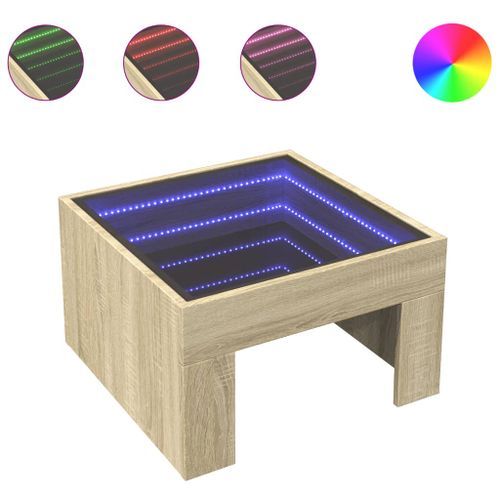 Table basse avec LED infini chêne sonoma 50x50x30 cm - Photo n°2; ?>