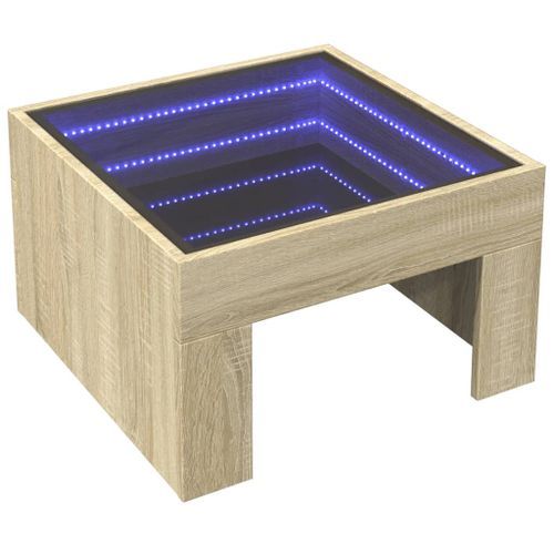 Table basse avec LED infini chêne sonoma 50x50x30 cm - Photo n°3; ?>