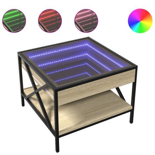 Table basse avec LED infini chêne sonoma 50x50x38 cm - Photo n°2; ?>