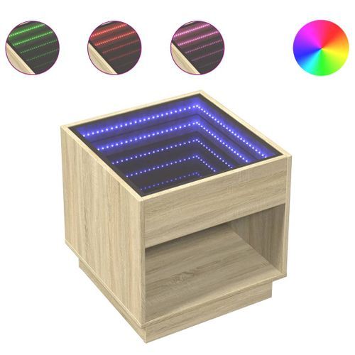 Table basse avec LED infini chêne sonoma 50x50x50 cm - Photo n°2; ?>