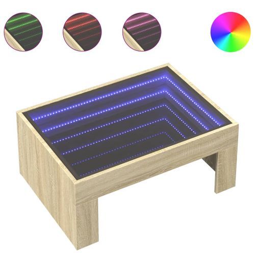 Table basse avec LED infini chêne sonoma 70x50x30 cm - Photo n°2; ?>