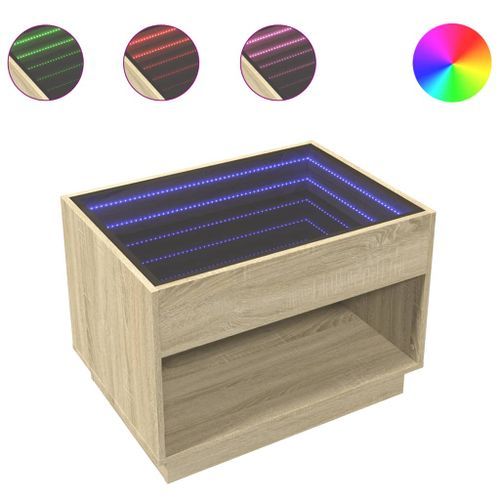 Table basse avec LED infini chêne sonoma 70x50x50 cm - Photo n°2; ?>