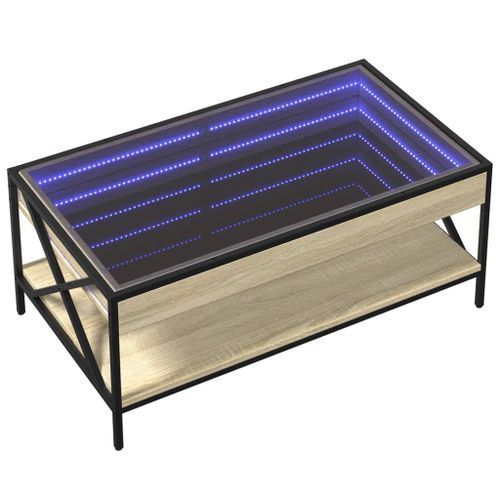 Table basse avec LED infini chêne sonoma 90x50x38 cm - Photo n°3; ?>