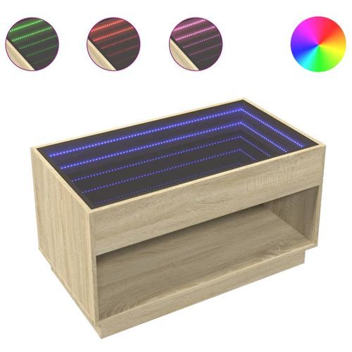 Table basse avec LED infini chêne sonoma 90x50x50 cm - Photo n°2; ?>