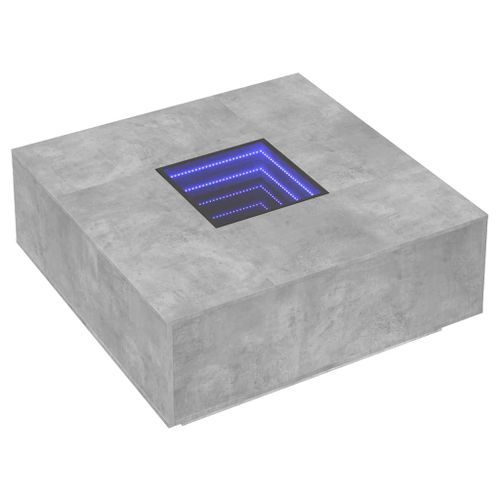 Table basse avec LED infini gris béton 100x100x40 cm - Photo n°3; ?>