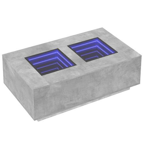 Table basse avec LED infini gris béton 116x69x40 cm - Photo n°3; ?>