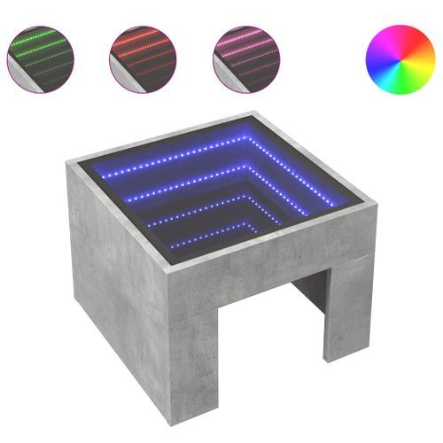 Table basse avec LED infini gris béton 40x40x30 cm - Photo n°2; ?>