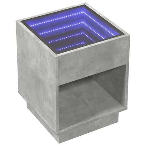 Table basse avec LED infini gris béton 40x40x50 cm - Photo n°3; ?>