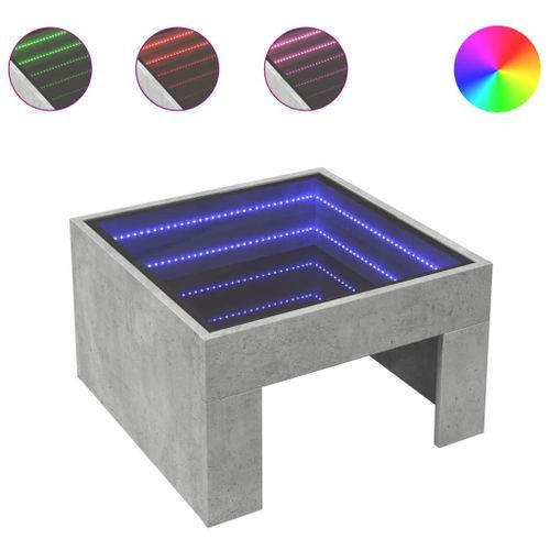 Table basse avec LED infini gris béton 50x50x30 cm - Photo n°2; ?>