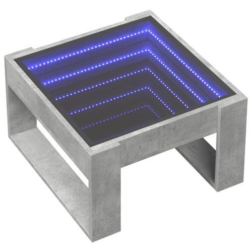 Table basse avec LED infini gris béton 50x53x30 cm - Photo n°3; ?>