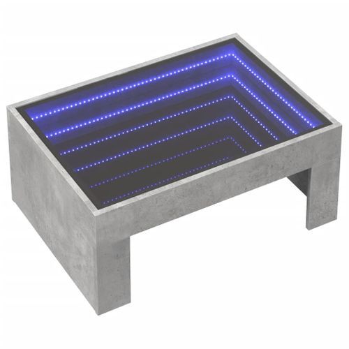 Table basse avec LED infini gris béton 70x50x30 cm - Photo n°3; ?>