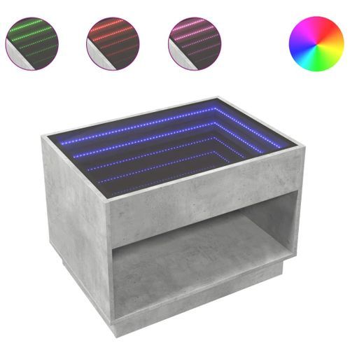 Table basse avec LED infini gris béton 70x50x50 cm - Photo n°2; ?>