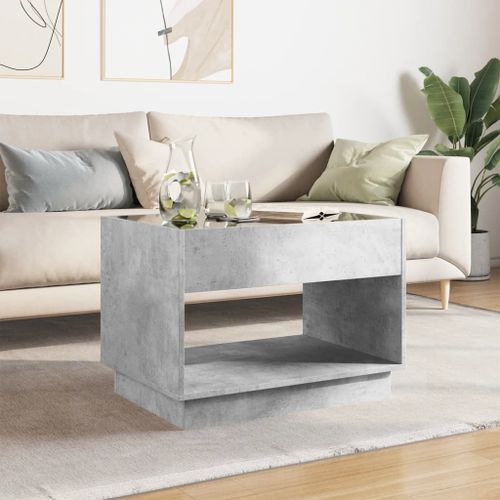 Table basse avec LED infini gris béton 70x50x50 cm - Photo n°3; ?>