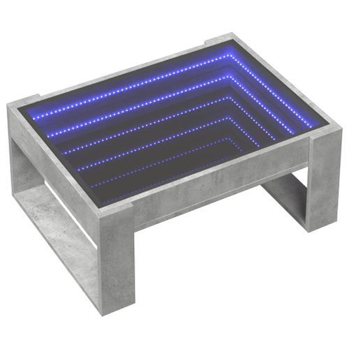 Table basse avec LED infini gris béton 70x53x30 cm - Photo n°3; ?>