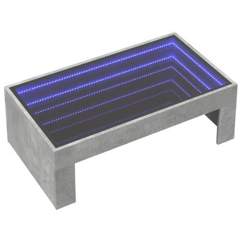 Table basse avec LED infini gris béton 90x50x30 cm - Photo n°3; ?>