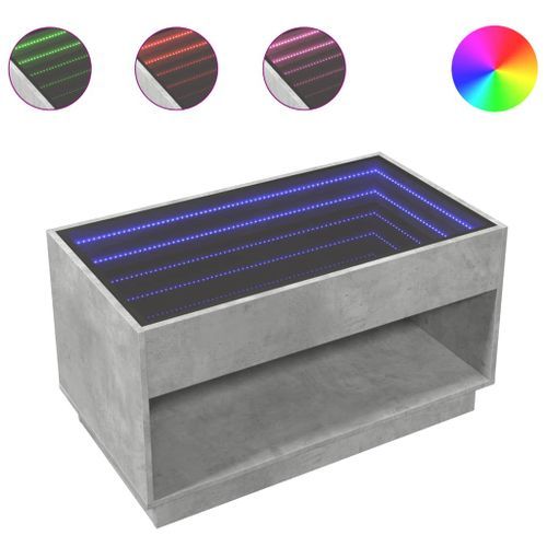 Table basse avec LED infini gris béton 90x50x50 cm - Photo n°2; ?>