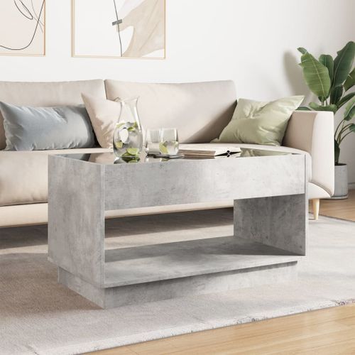 Table basse avec LED infini gris béton 90x50x50 cm - Photo n°3; ?>