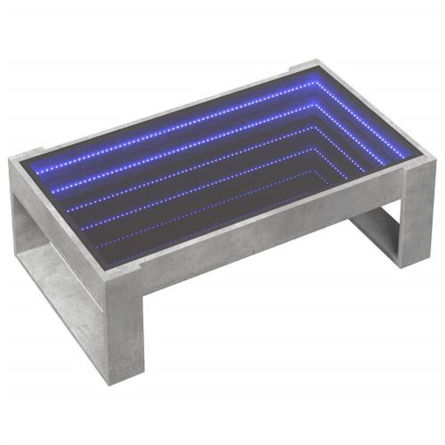 Table basse avec LED infini gris béton 90x53x30 cm - Photo n°3; ?>