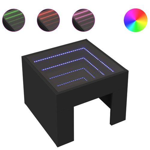 Table basse avec LED infini noir 40x40x30 cm - Photo n°2; ?>