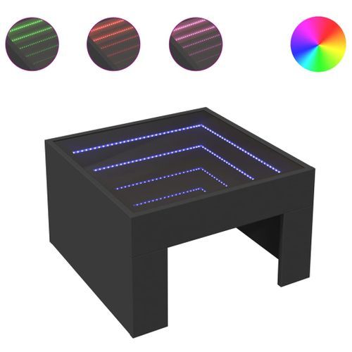 Table basse avec LED infini noir 50x50x30 cm - Photo n°2; ?>