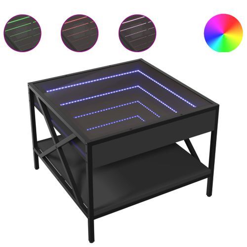 Table basse avec LED infini noir 50x50x38 cm - Photo n°2; ?>