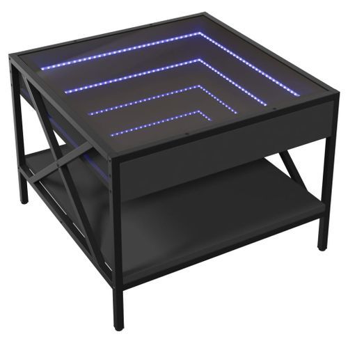 Table basse avec LED infini noir 50x50x38 cm - Photo n°3; ?>