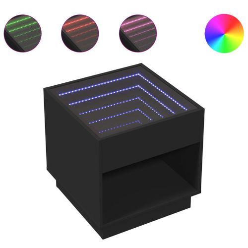 Table basse avec LED infini noir 50x50x50 cm - Photo n°2; ?>