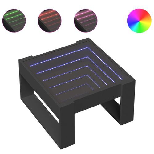 Table basse avec LED infini noir 50x53x30 cm - Photo n°2; ?>