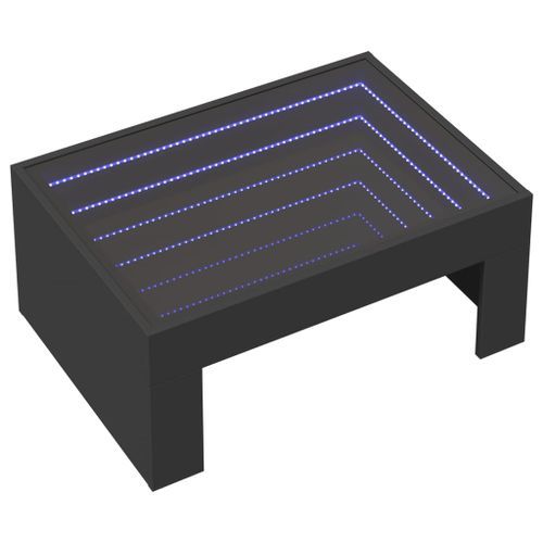 Table basse avec LED infini noir 70x50x30 cm - Photo n°3; ?>