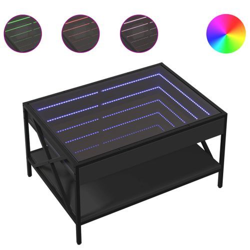 Table basse avec LED infini noir 70x50x38 cm - Photo n°2; ?>