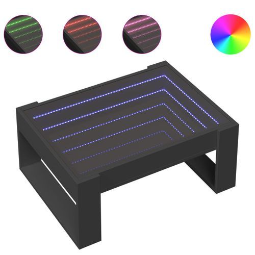 Table basse avec LED infini noir 70x53x30 cm - Photo n°2; ?>