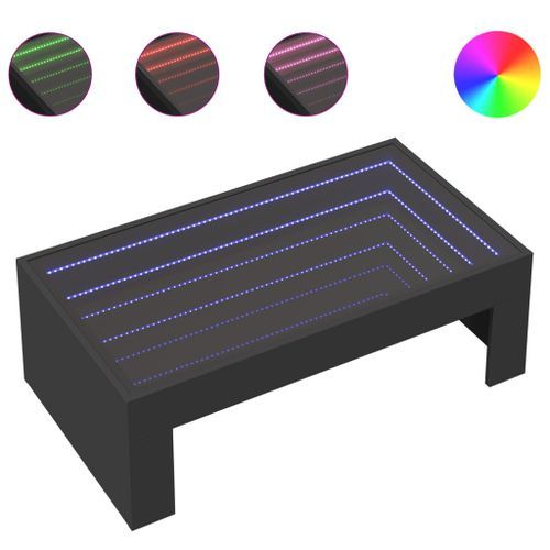 Table basse avec LED infini noir 90x50x30 cm - Photo n°2; ?>