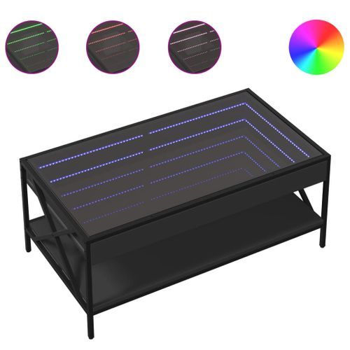 Table basse avec LED infini noir 90x50x38 cm - Photo n°2; ?>