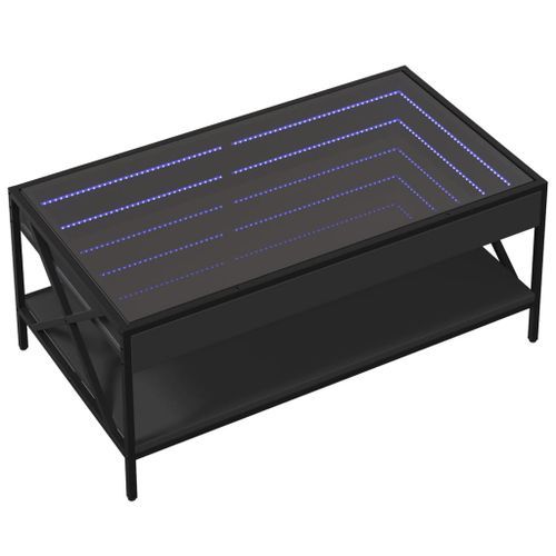 Table basse avec LED infini noir 90x50x38 cm - Photo n°3; ?>