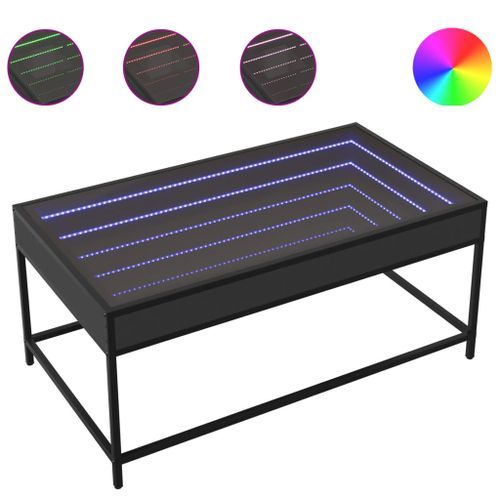 Table basse avec LED infini noir 90x50x41 cm - Photo n°2; ?>