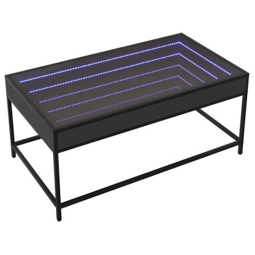 Table basse avec LED infini noir 90x50x41 cm - Photo n°3; ?>