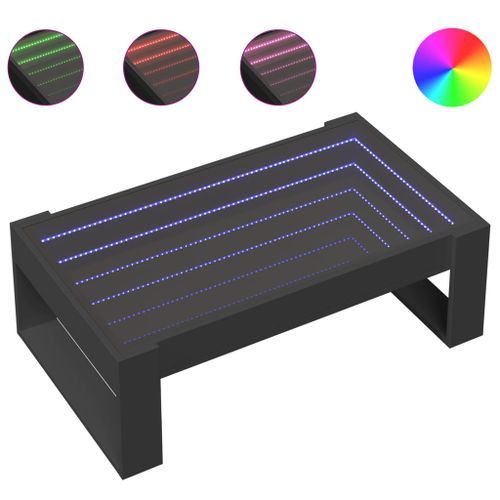 Table basse avec LED infini noir 90x53x30 cm - Photo n°2; ?>