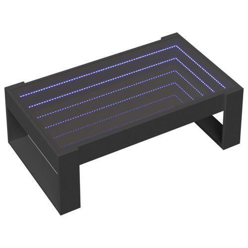 Table basse avec LED infini noir 90x53x30 cm - Photo n°3; ?>