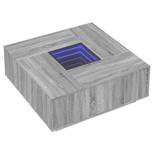 Table basse avec LED infini sonoma gris 100x100x40 cm - Photo n°3; ?>