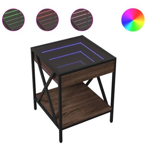 Table basse avec LED Infinity chêne marron 40x40x49 cm - Photo n°2; ?>