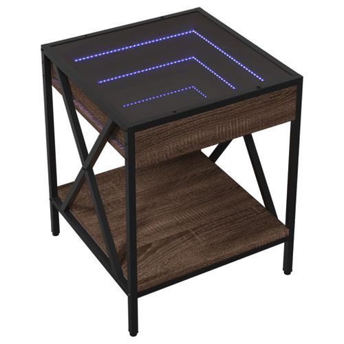 Table basse avec LED Infinity chêne marron 40x40x49 cm - Photo n°3; ?>