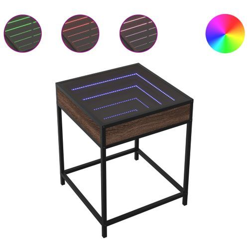 Table basse avec LED Infinity chêne marron 40x40x51 cm - Photo n°2; ?>