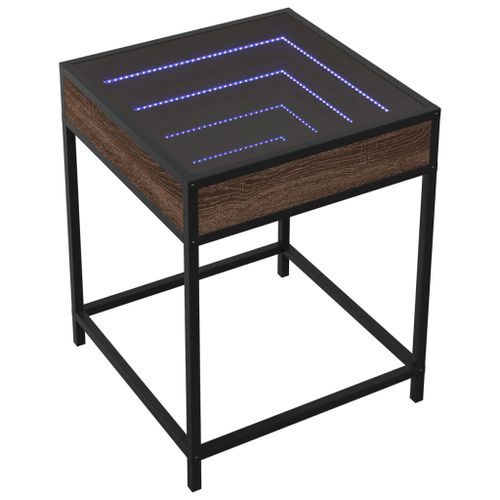 Table basse avec LED Infinity chêne marron 40x40x51 cm - Photo n°3; ?>