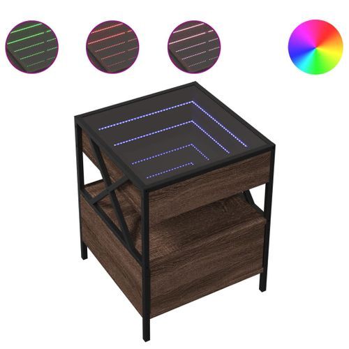 Table basse avec LED Infinity chêne marron 40x40x51 cm - Photo n°2; ?>